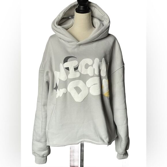 Night or Day Light Grey Pullover Chunky Fleece Lined Hoodie (Size: XL) - Picture 6 of 16